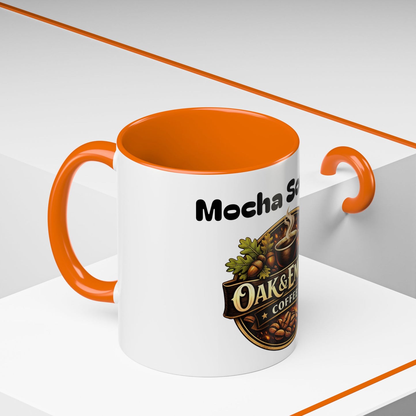 Oak & Ember Coffee Mug – "Mocha Society" Accent Ceramic Mug (11 oz)
