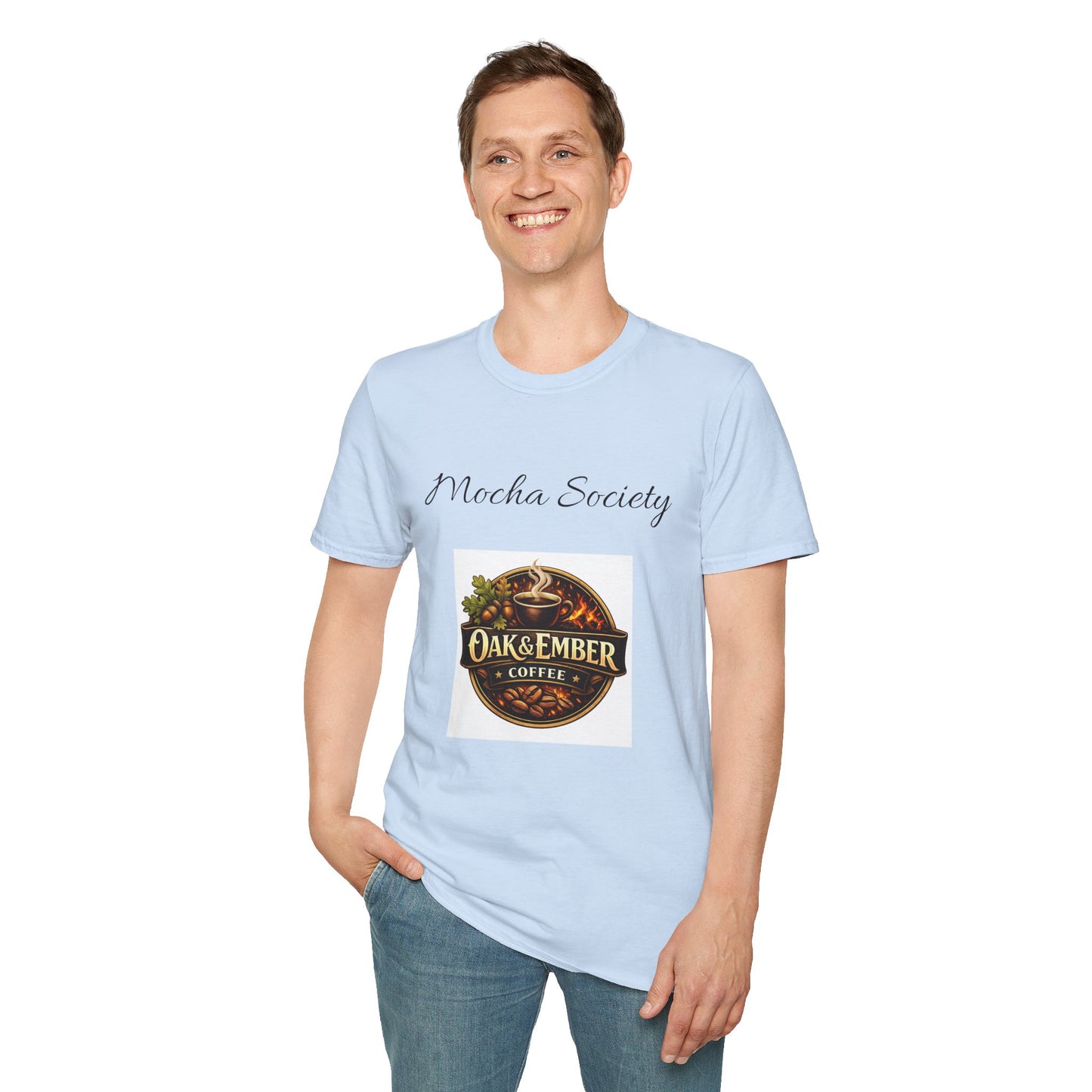 Oak & Ember Coffee 'Mocha Society' Logo Tee — Unisex Cotton T-Shirt