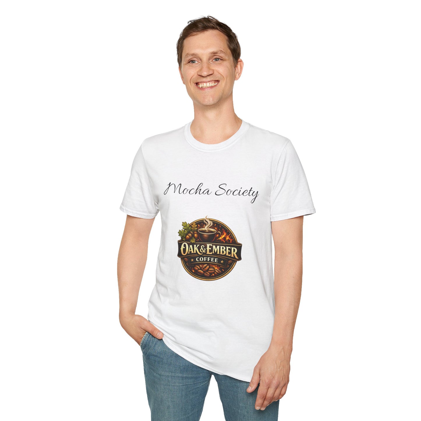 Oak & Ember Coffee 'Mocha Society' Logo Tee — Unisex Cotton T-Shirt