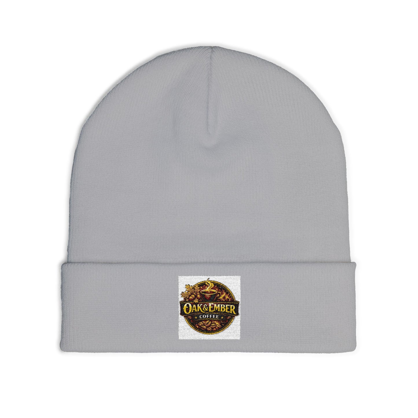 Oak & Ember Coffee 'Mocha Society' Embroidered Knit Beanie — Cuffed Winter Hat