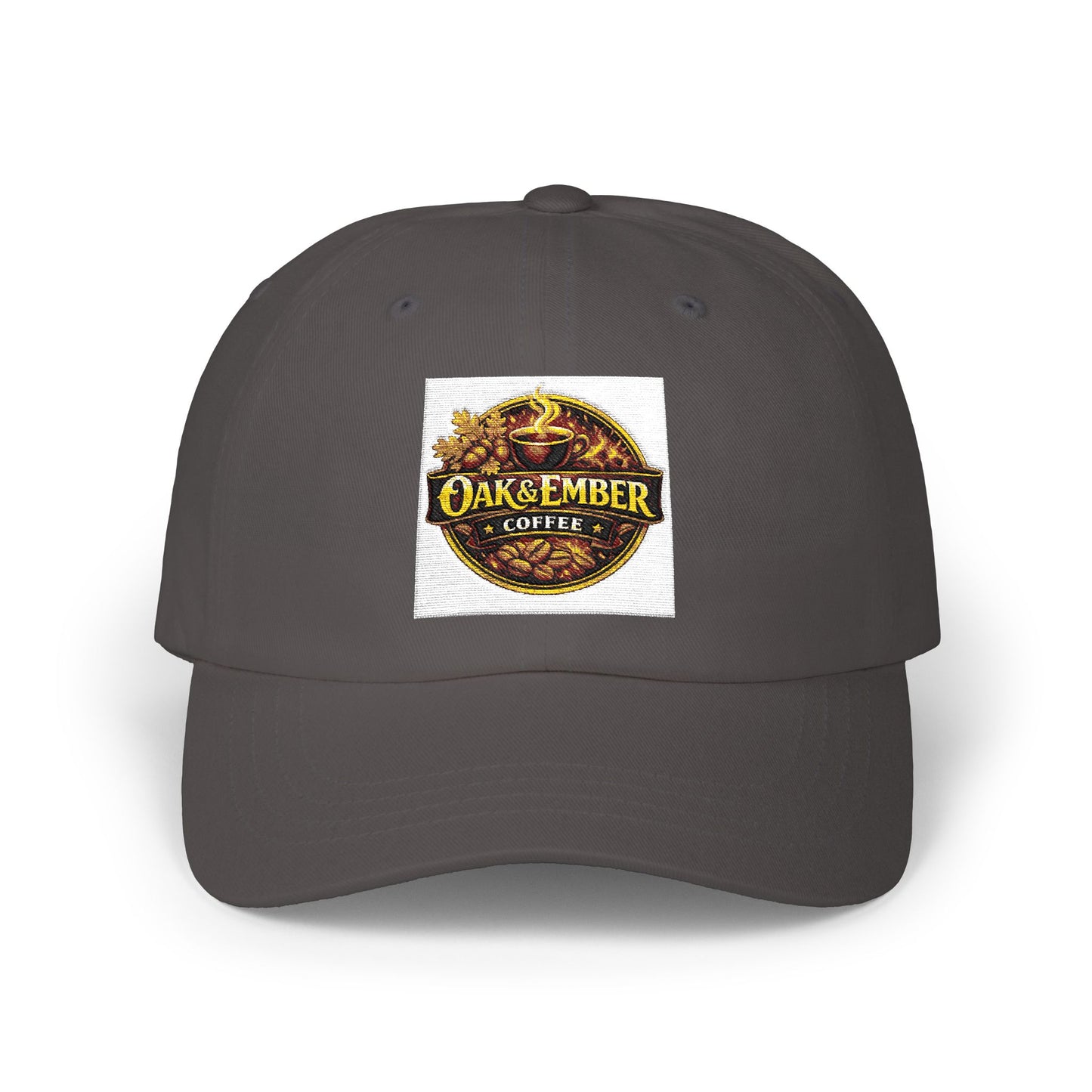 Oak & Ember Coffee 'Mocha Society' Dad Cap — Embroidered Vintage Logo Hat
