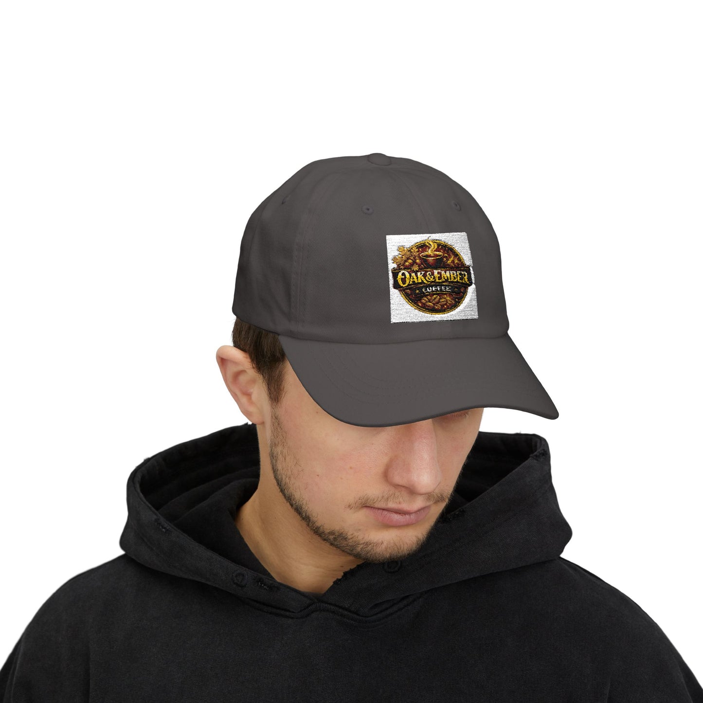 Oak & Ember Coffee 'Mocha Society' Dad Cap — Embroidered Vintage Logo Hat