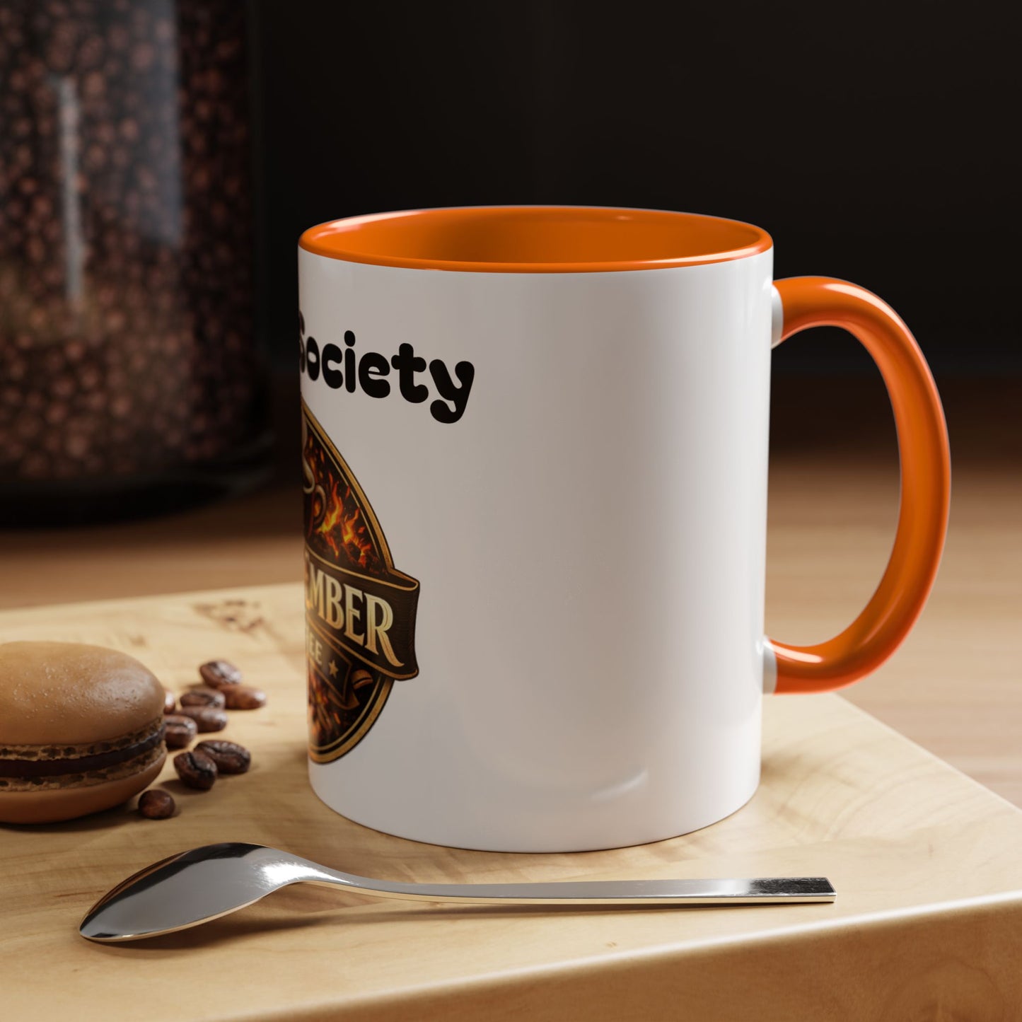 Oak & Ember Coffee Mug – "Mocha Society" Accent Ceramic Mug (11 oz)
