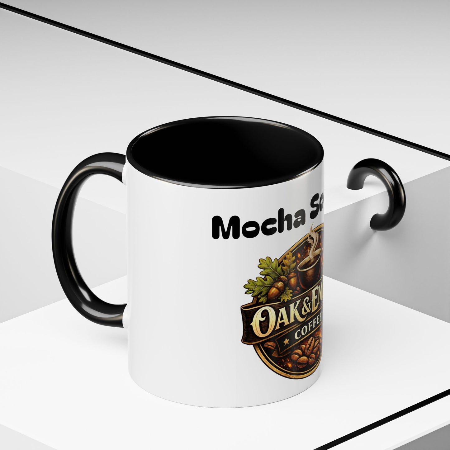 Oak & Ember Coffee Mug – "Mocha Society" Accent Ceramic Mug (11 oz)