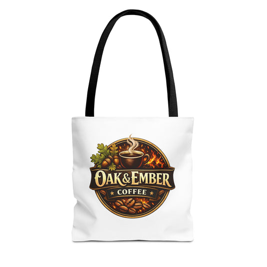 Oak & Ember Coffee Tote Bag — Rustic Logo Canvas Tote (13” × 13”)