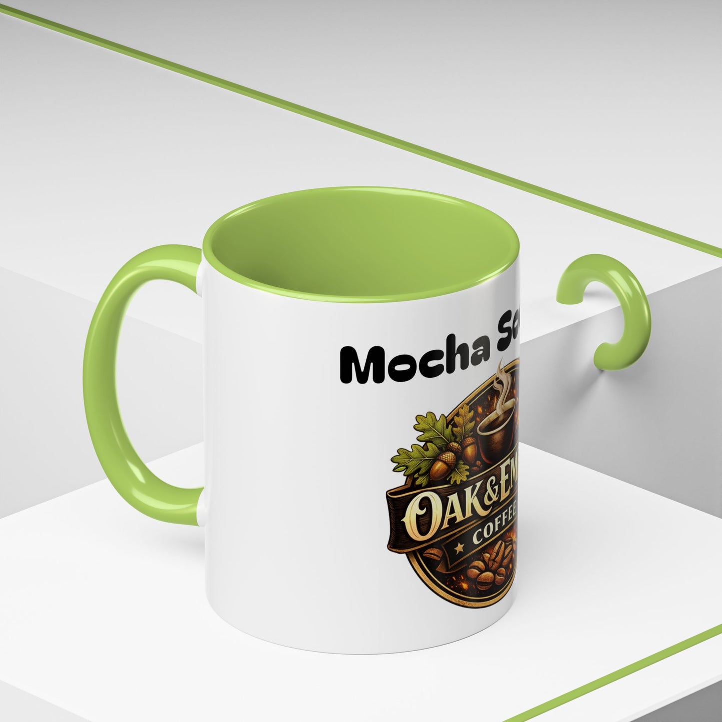 Oak & Ember Coffee Mug – "Mocha Society" Accent Ceramic Mug (11 oz)
