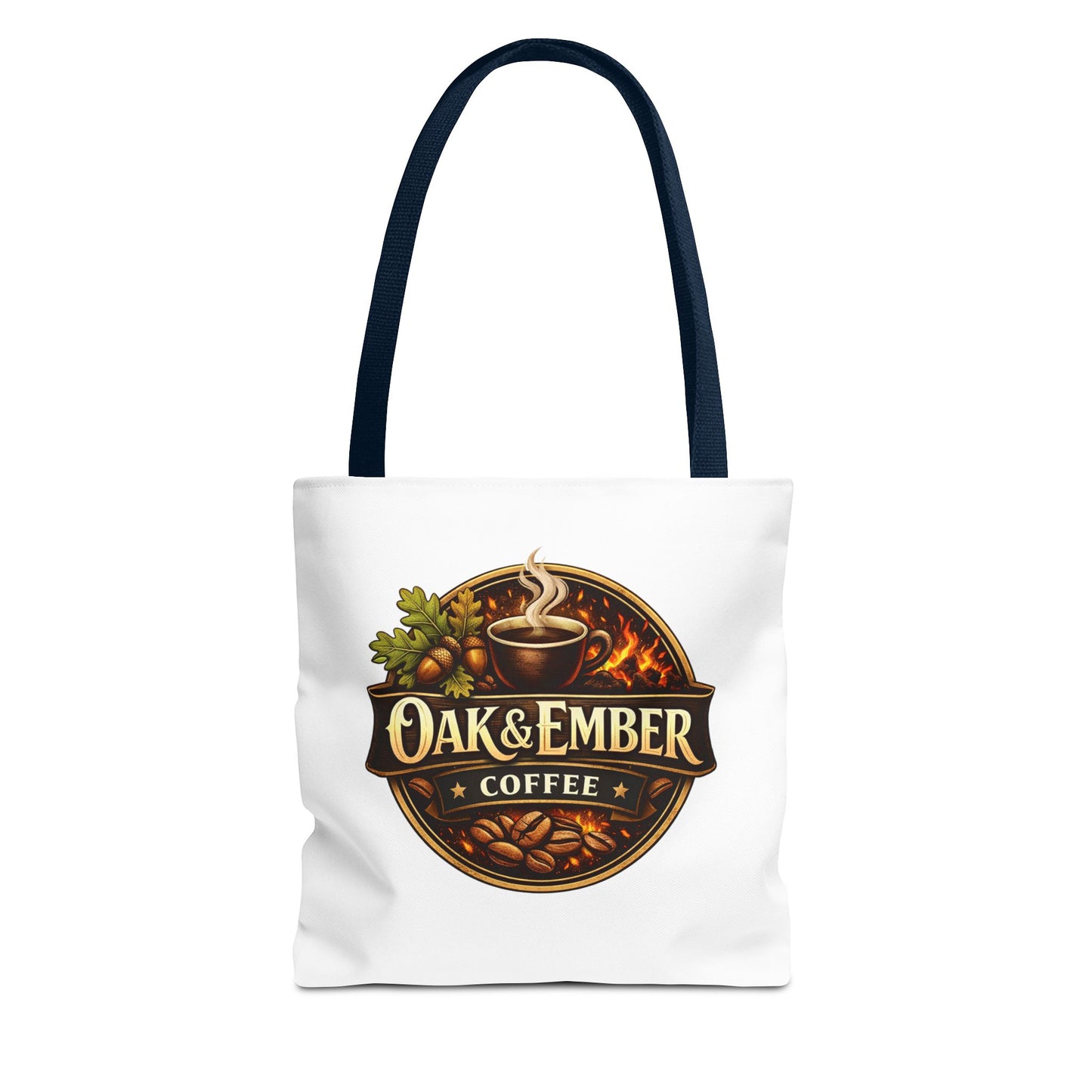 Oak & Ember Coffee Tote Bag — Rustic Logo Canvas Tote (13” × 13”)