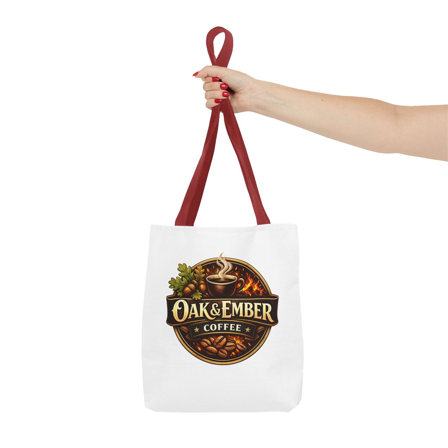 Oak & Ember Coffee Tote Bag — Rustic Logo Canvas Tote (13” × 13”)