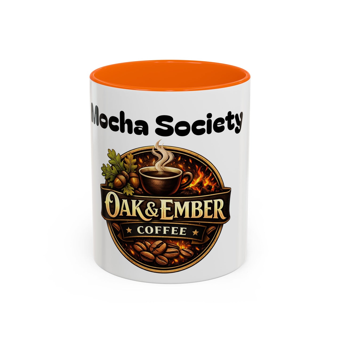 Oak & Ember Coffee Mug – "Mocha Society" Accent Ceramic Mug (11 oz)