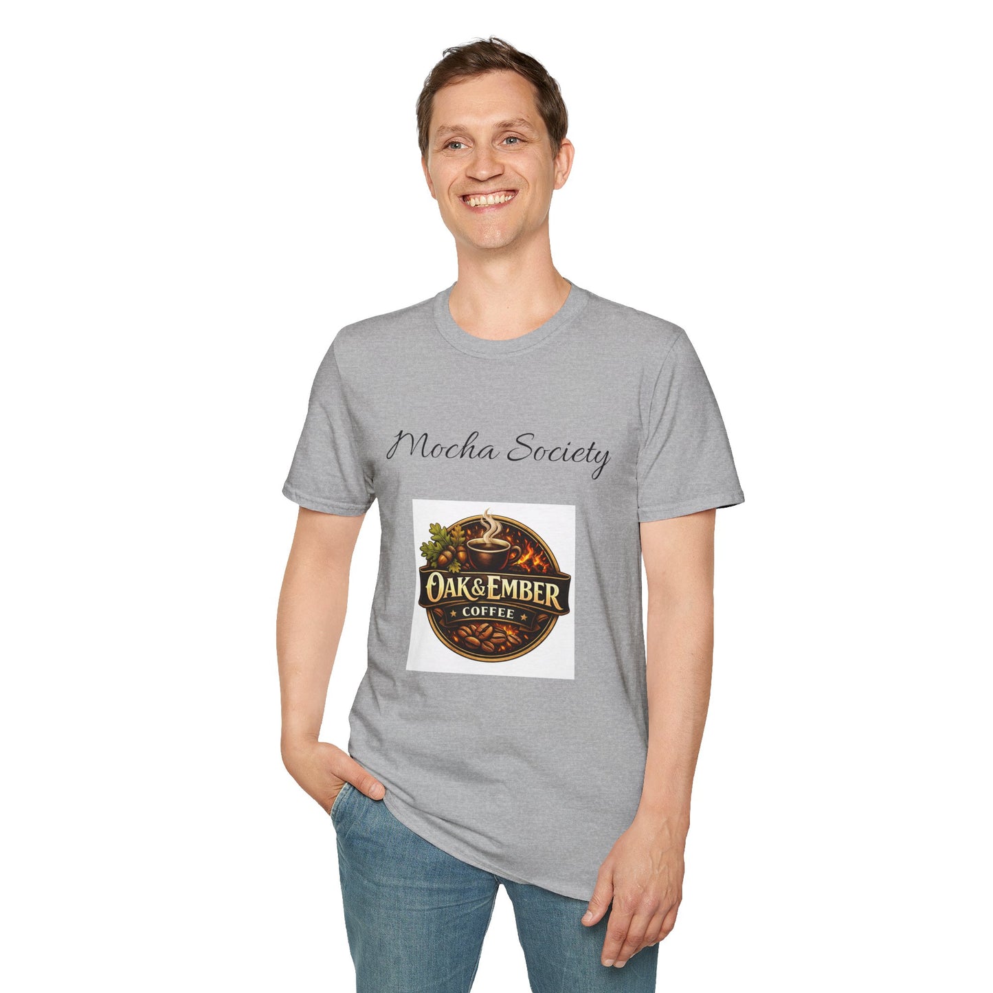 Oak & Ember Coffee 'Mocha Society' Logo Tee — Unisex Cotton T-Shirt