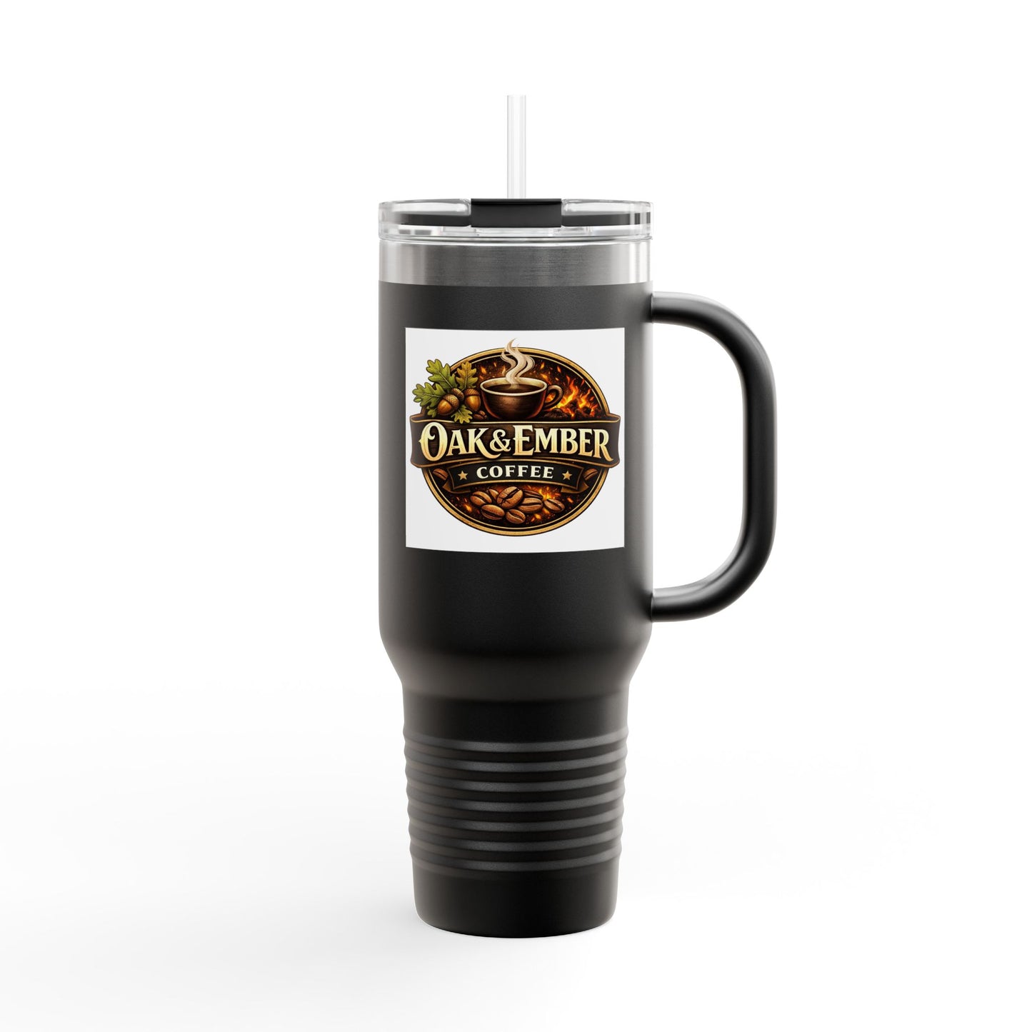 Oak & Ember Coffee 'Mocha Society' Insulated Travel Tumbler — Stainless Steel (40oz)