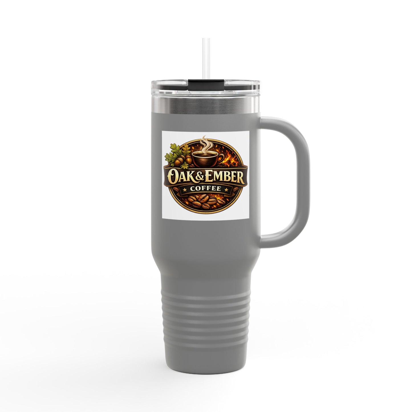 Oak & Ember Coffee 'Mocha Society' Insulated Travel Tumbler — Stainless Steel (40oz)