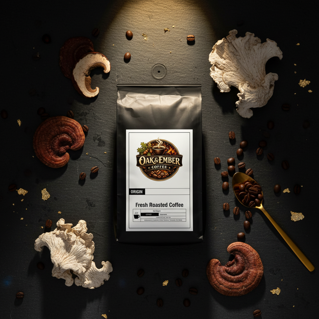 Bag with Lion's Mane, Reishi mushrooms & coffee beans