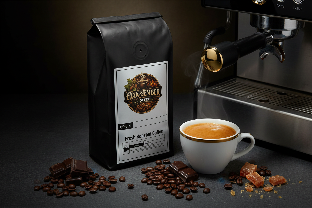 Bold double espresso shot with extraordinary thick dark crema
