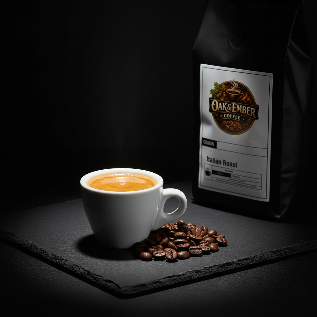 Bold double espresso with thick crema