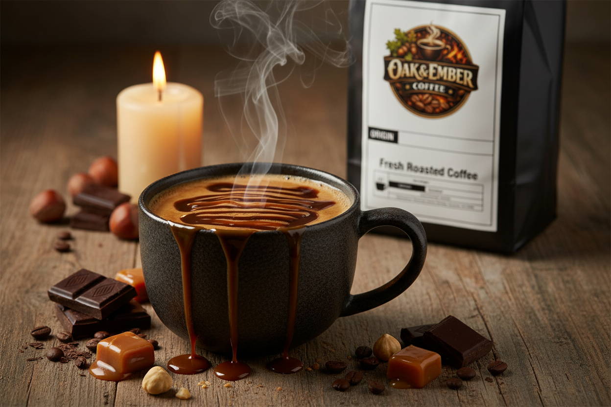 Cozy candlelit lifestyle mug with drizzle