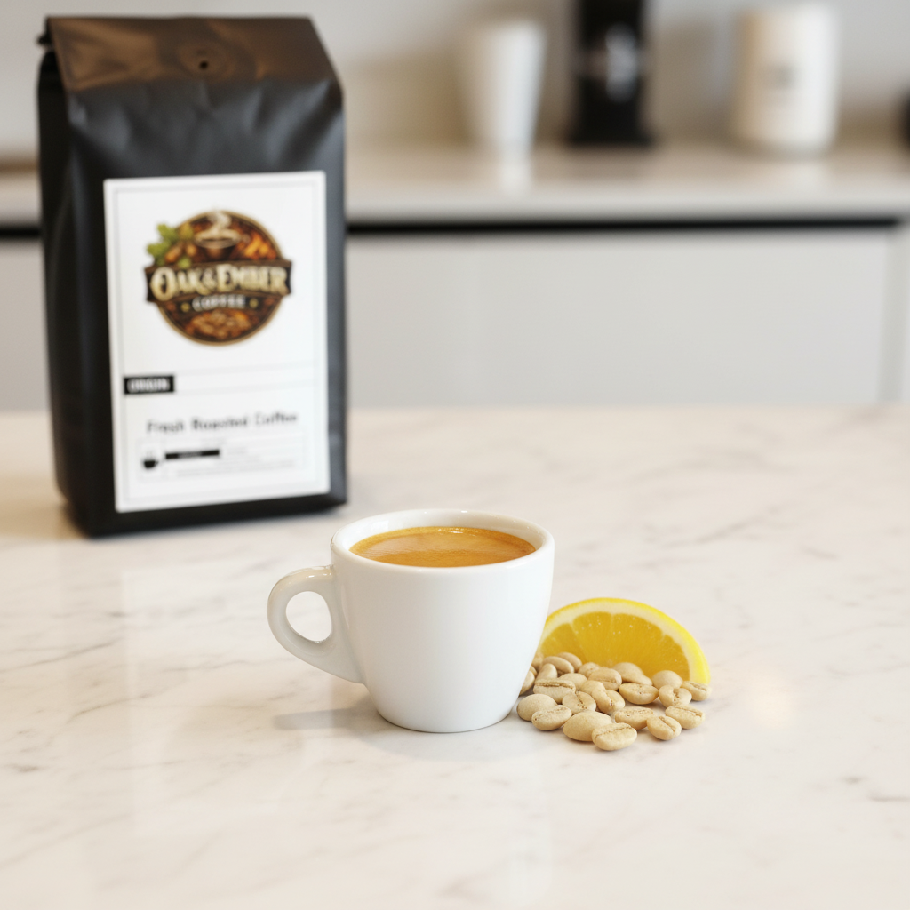 Golden espresso shot with honey crema