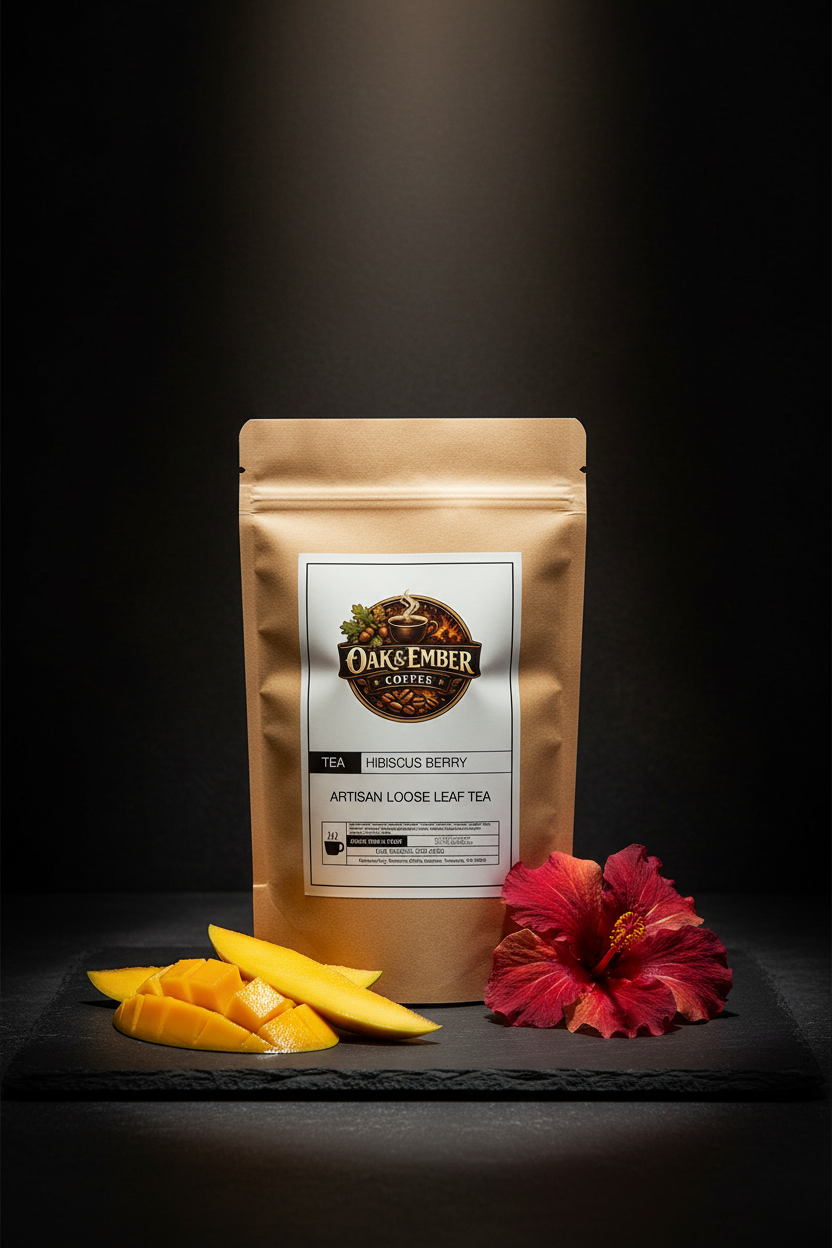Hero portrait with mango slices & tropical flower