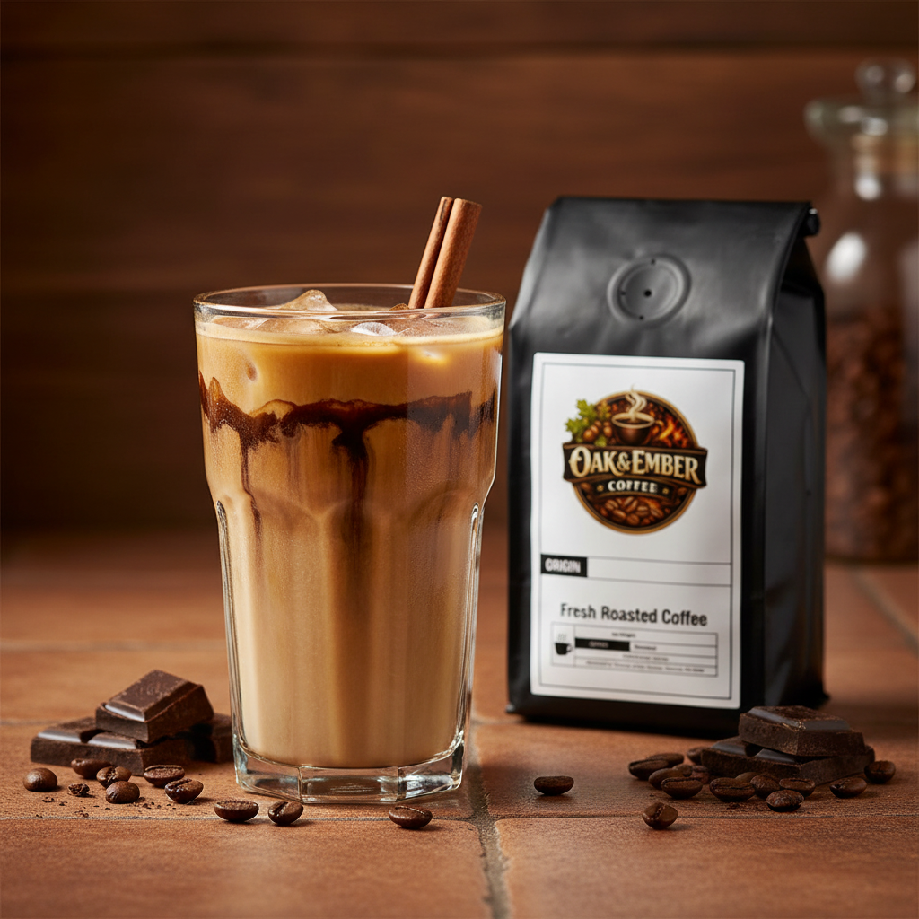 Iced Mexican mocha with cinnamon