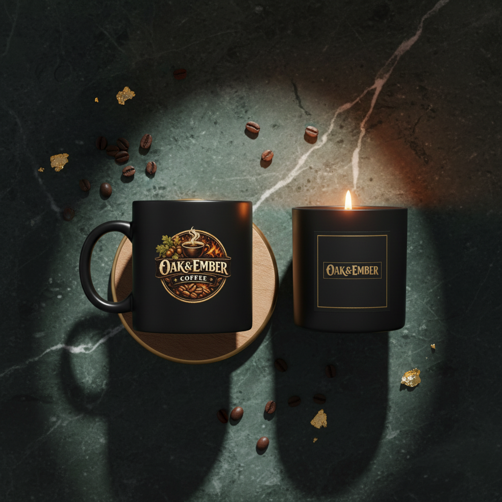 Oak & Ember 'Morning Ritual' Gift Set — Mug + Coaster + Candle