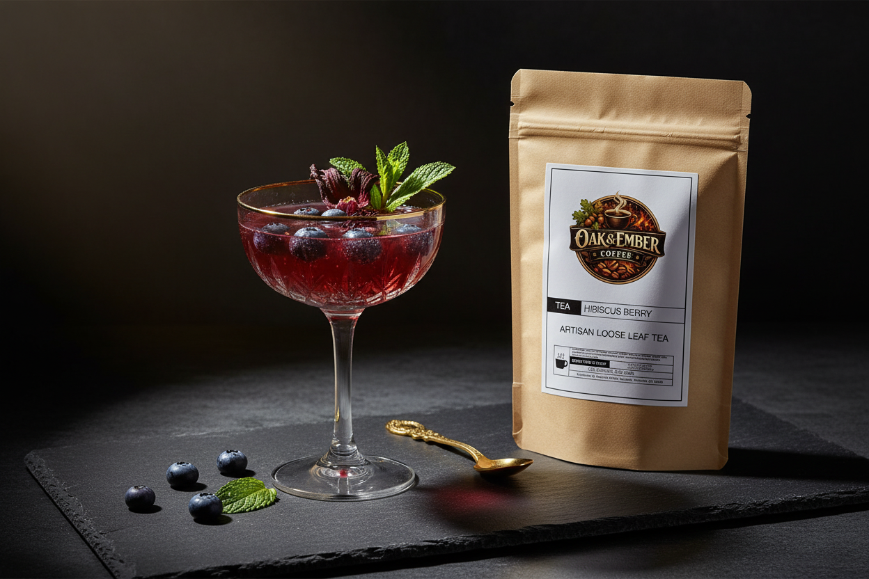 Stunning hibiscus berry sparkling mocktail in coupe glass
