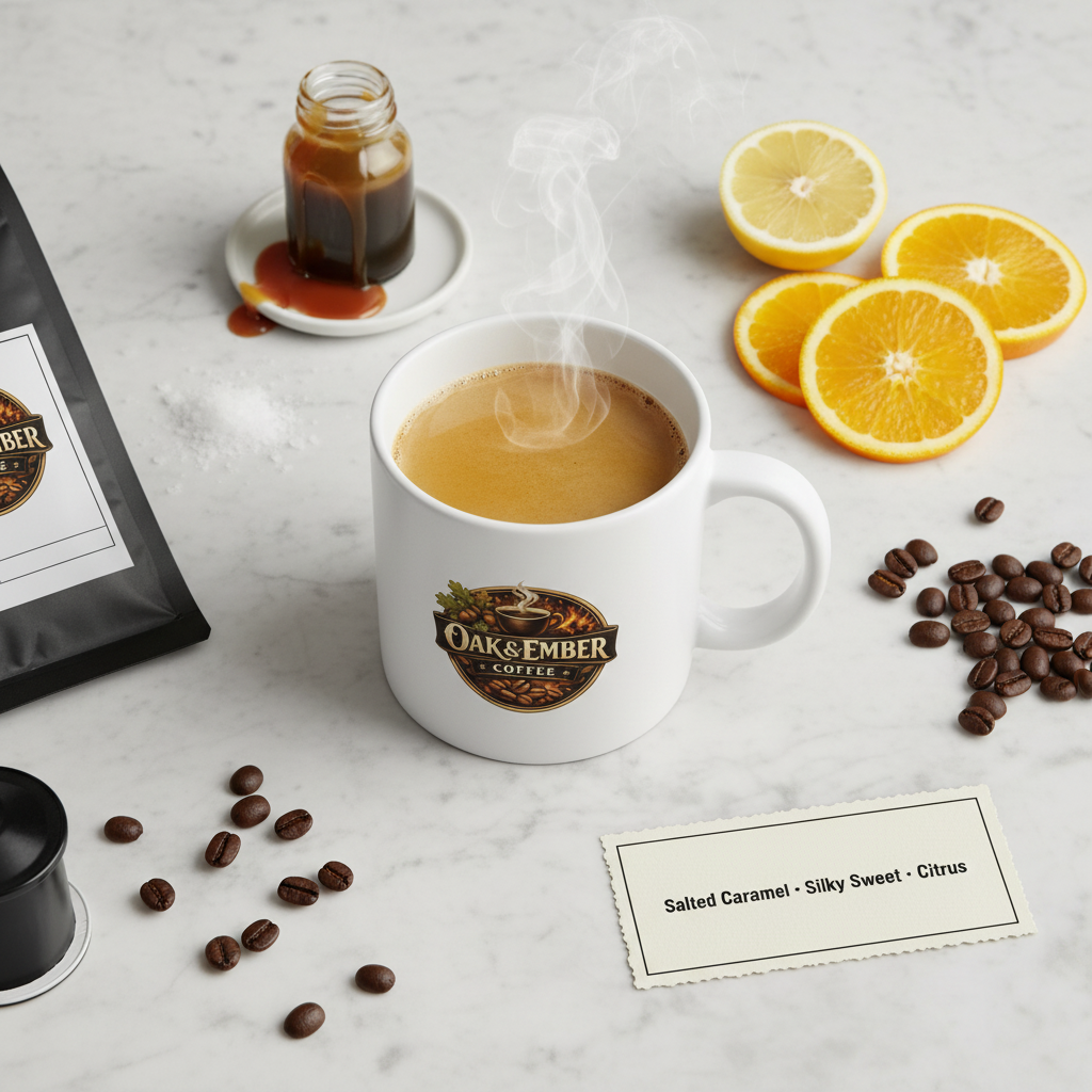 Tasting notes flat lay on marble